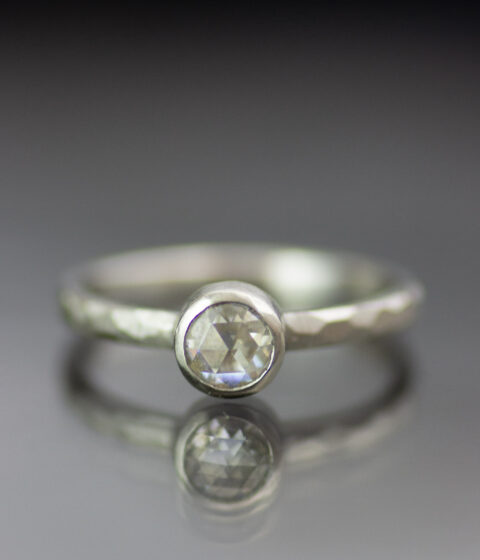 Platinum Faceted Solitaire With Rose Cut Moissanite Main Scaled