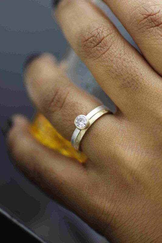 Modern Moissanite 14K Yellow Gold Bezel Set Solitaire Engagement Ring - Lolide