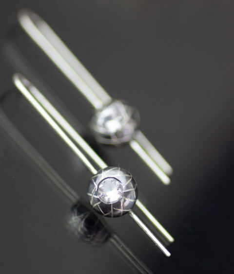 White sapphire & sterling silver earrings