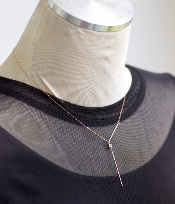 Sticks and Gemstone Minimalist Sapphire or Diamond Necklace - Image 7