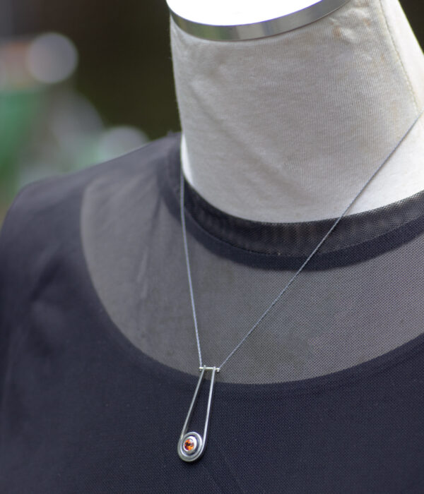 Suspended Moon Ruby or Sapphire Modern Art Pendant - Image 9