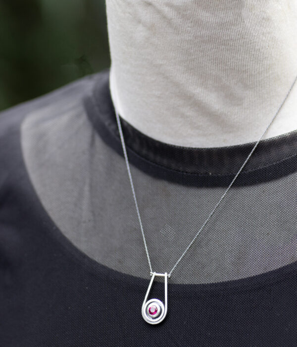 Suspended Moon Ruby or Sapphire Modern Art Pendant - Image 8