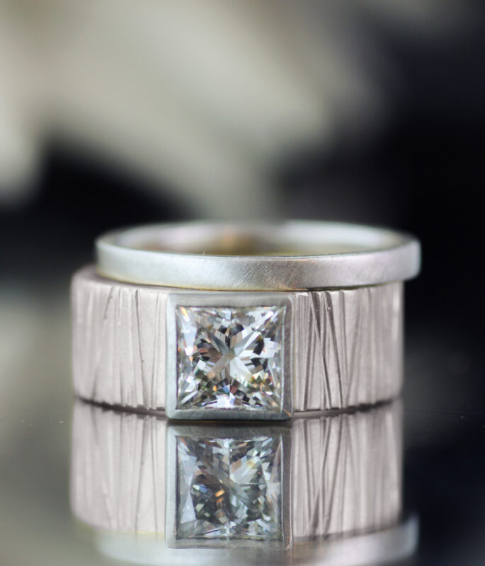 Reversed Square Fallen Branches Bold Engagement Ring - Image 5