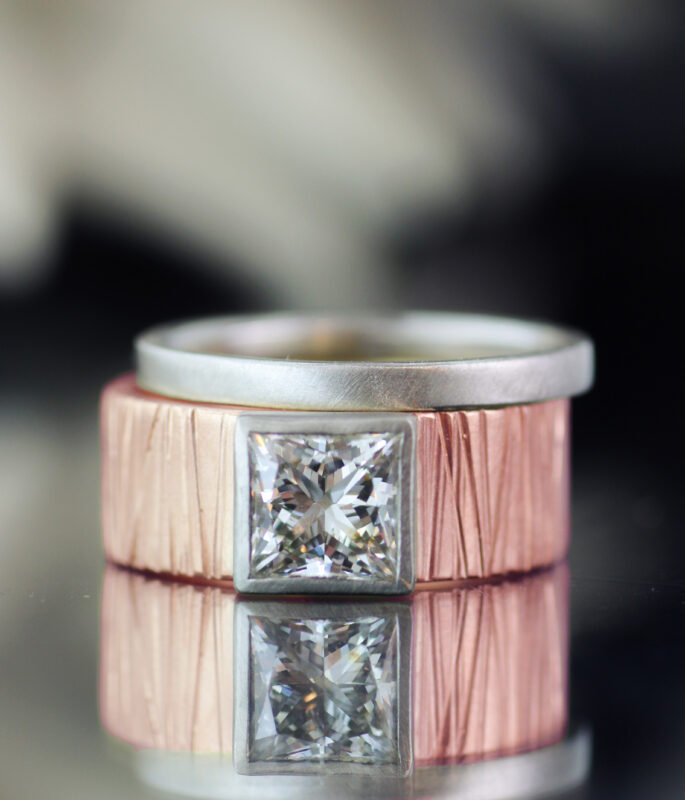 Reversed Square Fallen Branches Bold Engagement Ring - Image 2