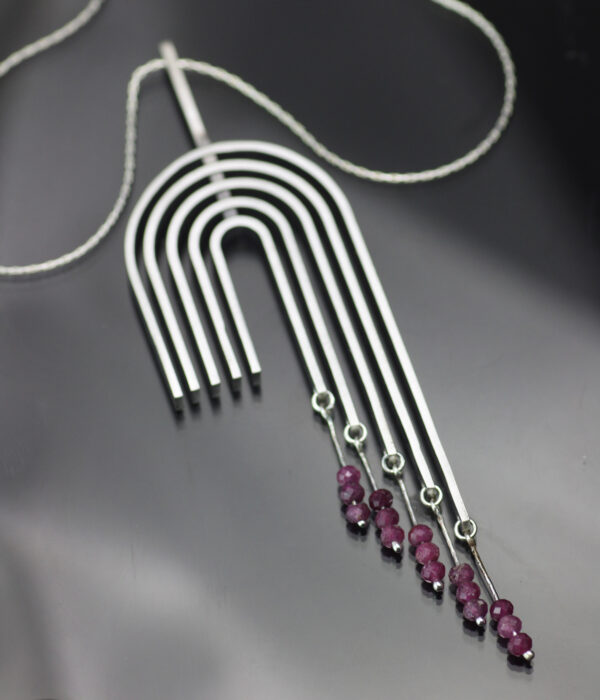 Ruby Rainbow Modern Art Necklace - Image 3