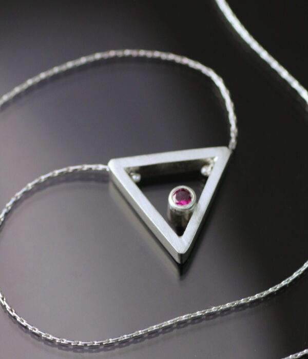 Ruby Triangle Modern Minimalist Gemstone Pendant