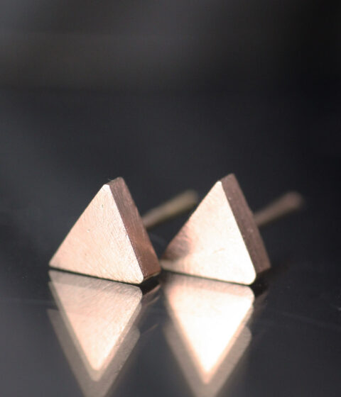 Pink Triangle Modern Minimalist Gold Studs