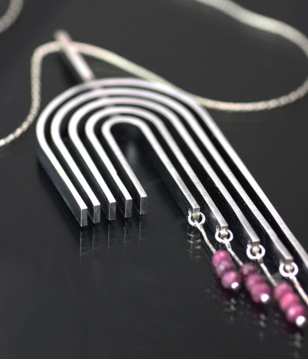 Ruby Rainbow Modern Art Necklace - Image 2