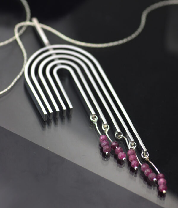Ruby Rainbow Modern Art Necklace - Image 5
