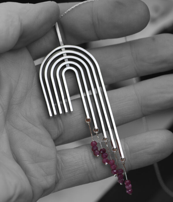 Ruby Rainbow Modern Art Necklace - Image 4