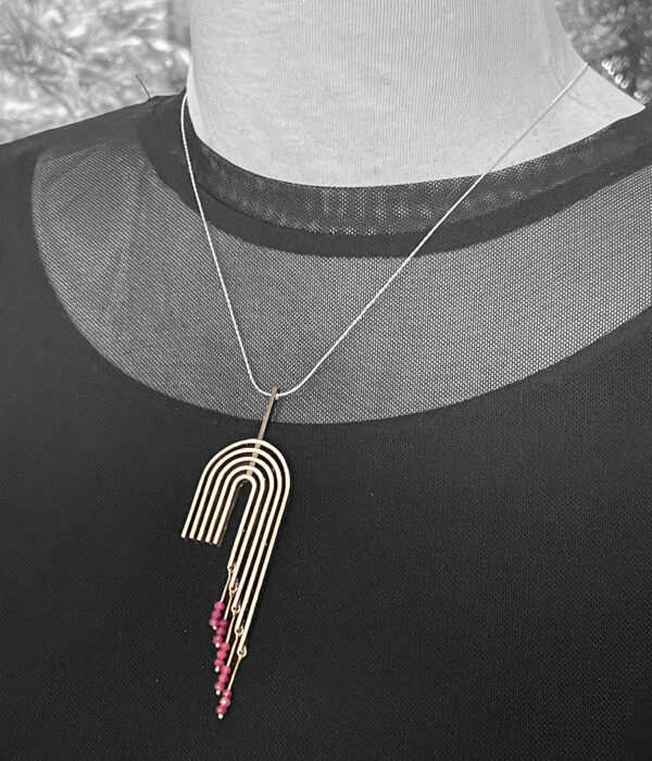 Ruby Rainbow Modern Art Necklace - Image 7