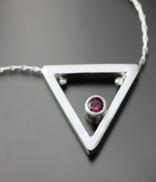 Ruby Triangle Modern Minimalist Gemstone Pendant - Image 4