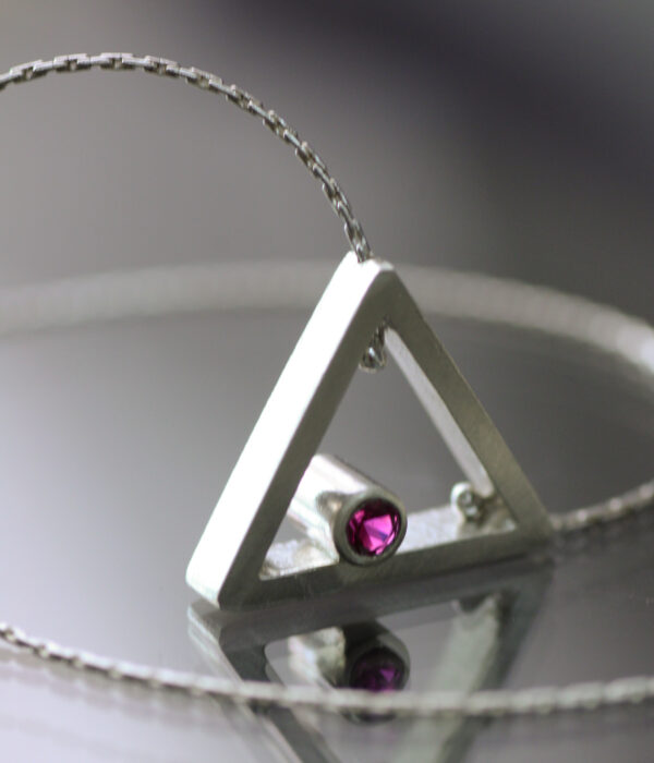 Ruby Triangle Modern Minimalist Gemstone Pendant - Image 2