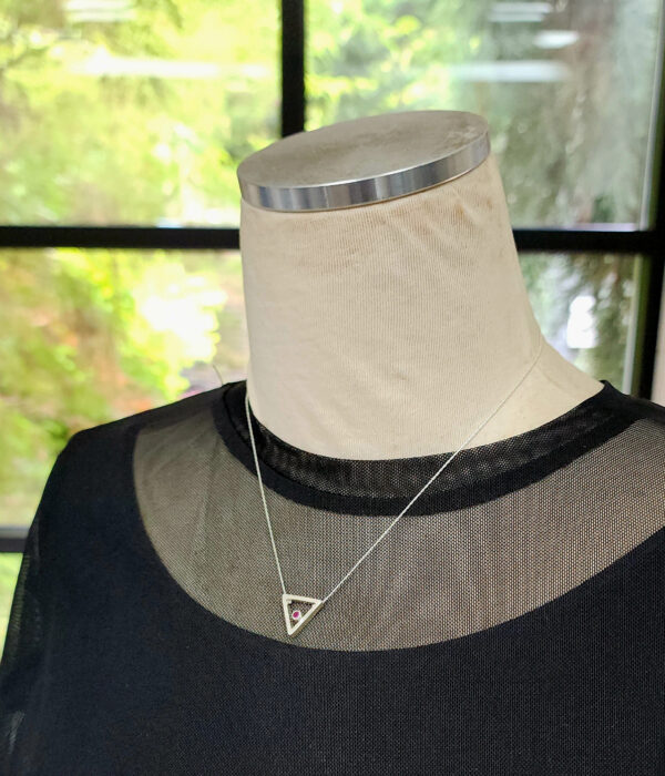 Ruby Triangle Modern Minimalist Gemstone Pendant - Image 6