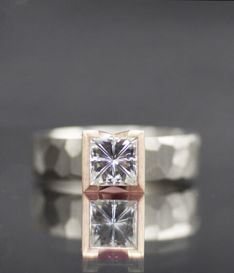 Lodestar Platinum and Rose Gold Contemporary Engagement Ring