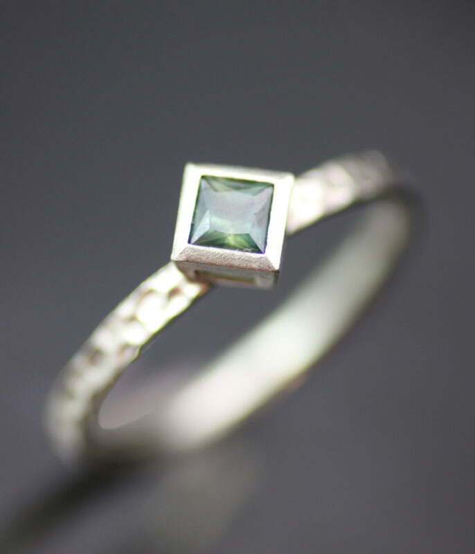 Moonscape Dark Green Sapphire Modern Engagement Ring - Image 6