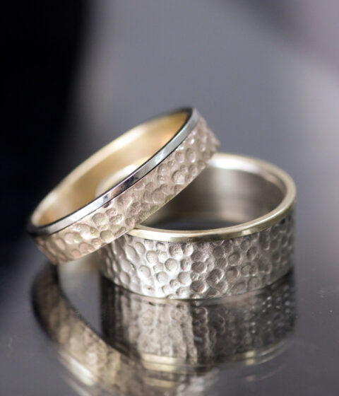 Moonscape Gold Edge Mixed Metals Gender Neutral Wedding Band