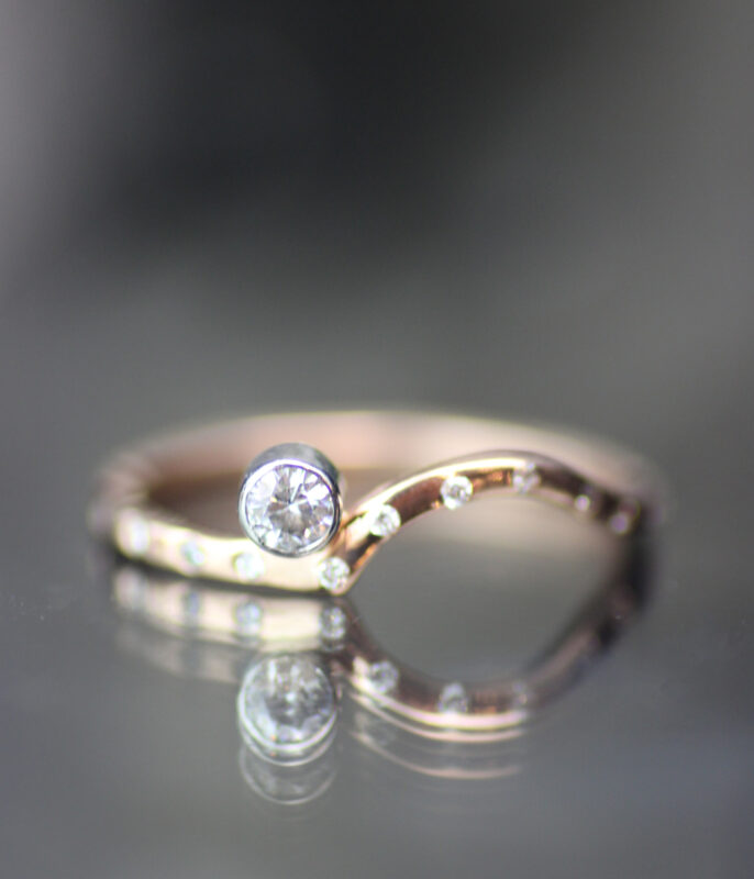 Lab-grown Diamond Minimalist Double Orbit Engagement Ring Stacking Set - Image 4