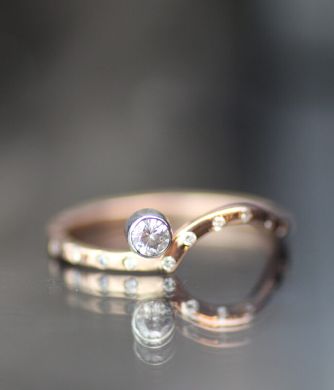 Lab-grown Diamond Minimalist Double Orbit Engagement Ring Stacking Set - Image 7