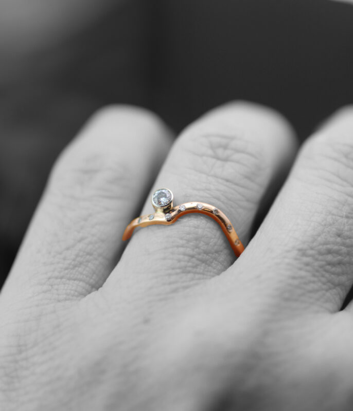Lab-grown Diamond Minimalist Double Orbit Engagement Ring Stacking Set - Image 8
