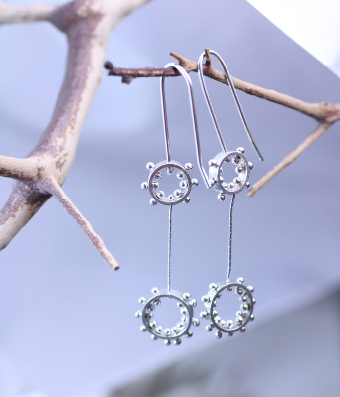 Kinetic Dandelion Modern Art Sterling Silver Earrings - Image 6