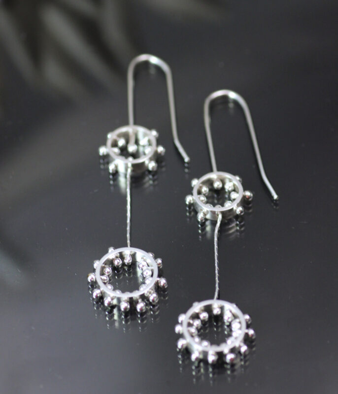 Kinetic Dandelion Modern Art Sterling Silver Earrings