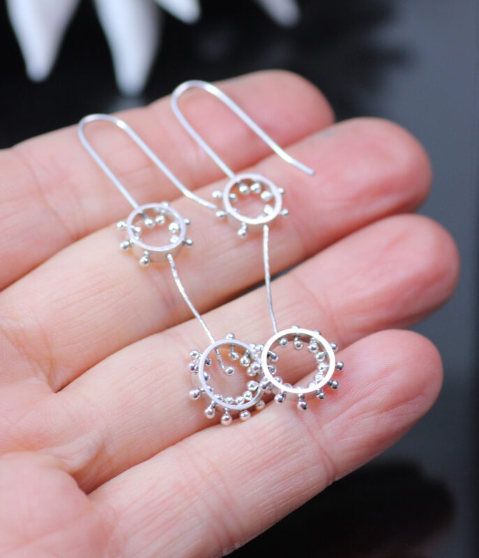 Kinetic Dandelion Modern Art Sterling Silver Earrings - Image 4