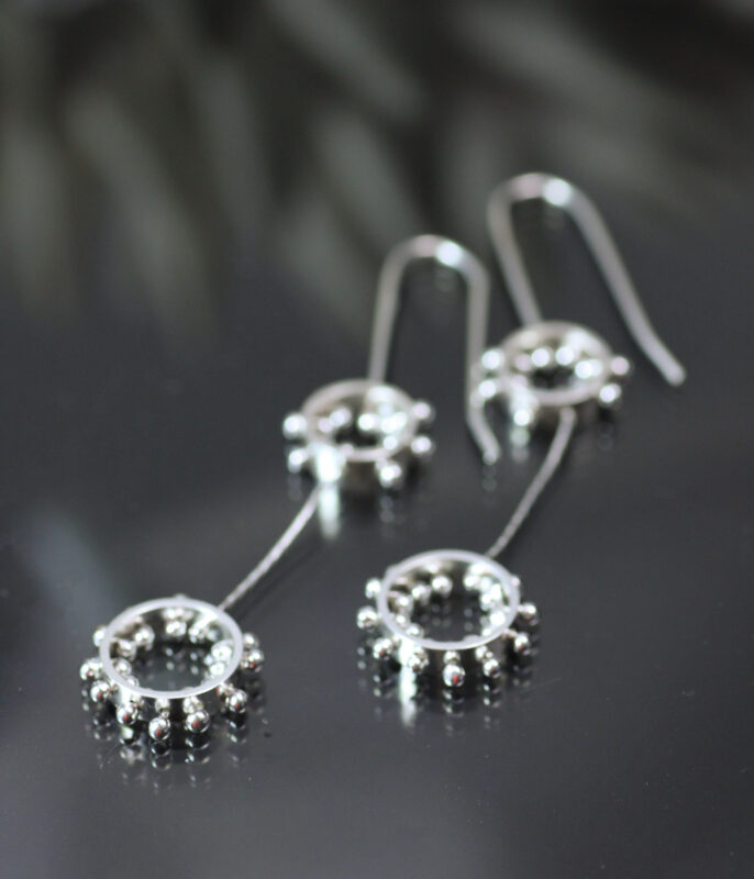 Kinetic Dandelion Modern Art Sterling Silver Earrings - Image 3