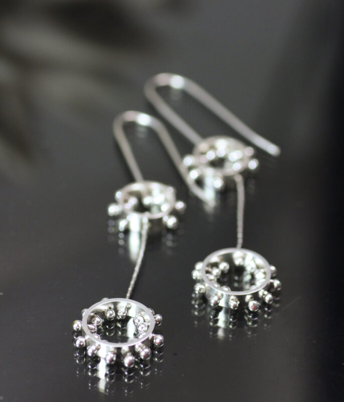 Kinetic Dandelion Modern Art Sterling Silver Earrings - Image 2