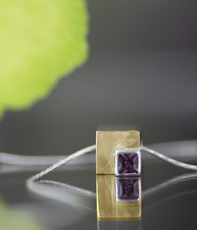 Cube Cubed Gold Diamond or Sapphire Gemstone Pendant - Image 11